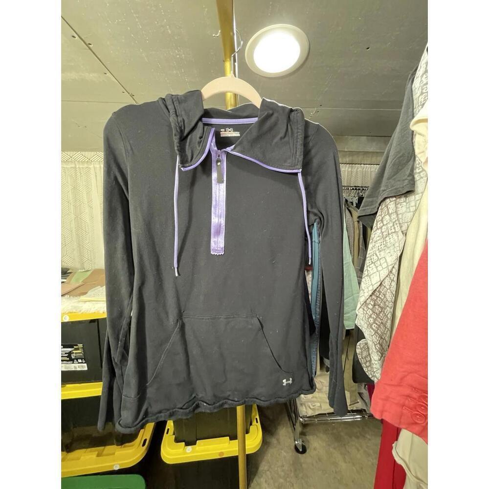 Under Armour Women's Black Long Sleeve Quarter Zip Pullover w/Pocket Sz Medium